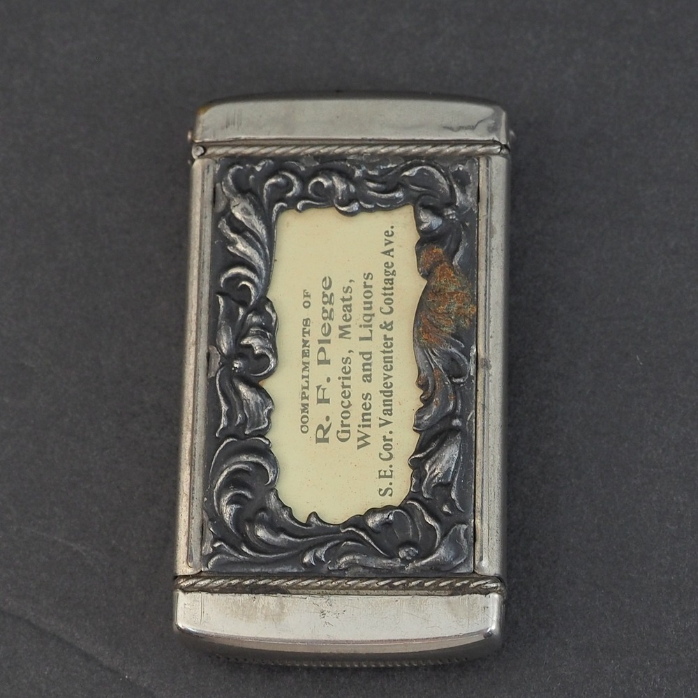 VTG Vesta Match Box Safe Silver Tone Repousse Ballerina Tobacciana Advertising - Picture 2 of 11